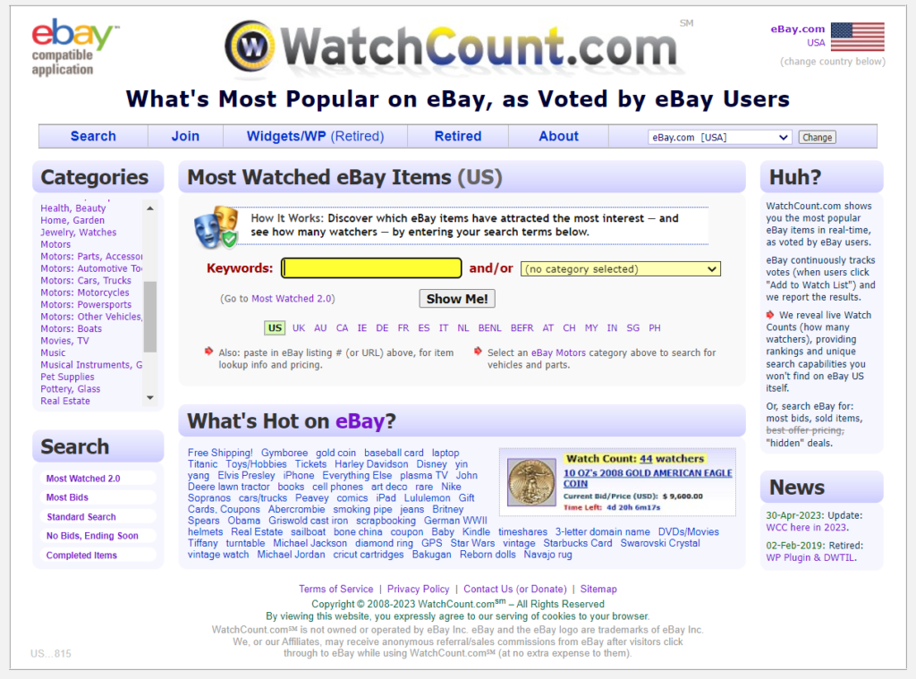 using ebay warch count for finding the winning product